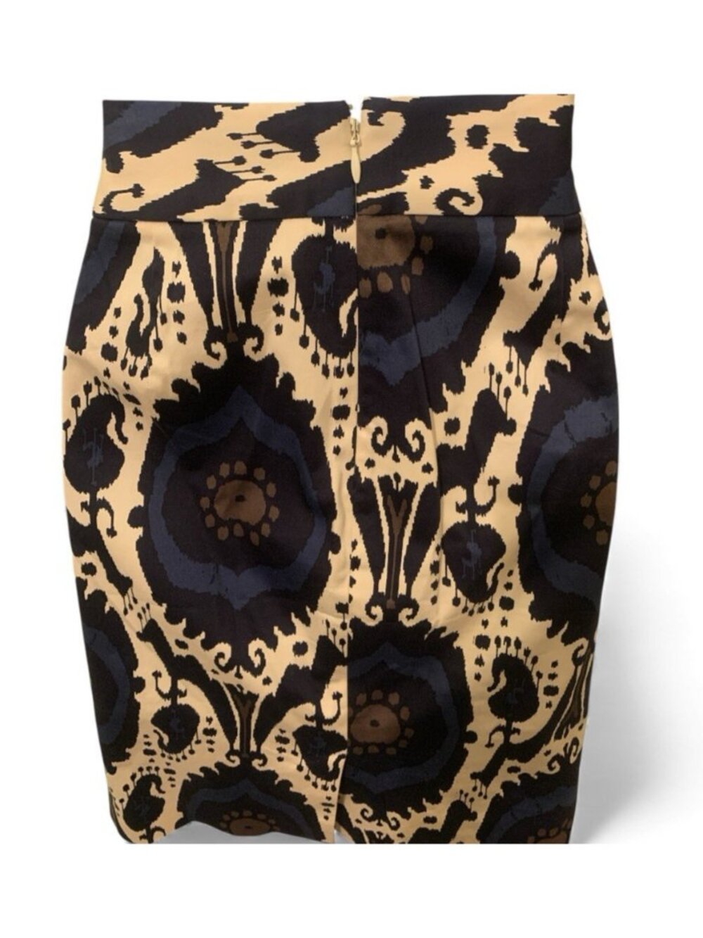 J Crew Stretch Womens Pencil Skirt Size 2 Multicolor Ikat Pattern Back Zip Slit - Picture 7 of 12
